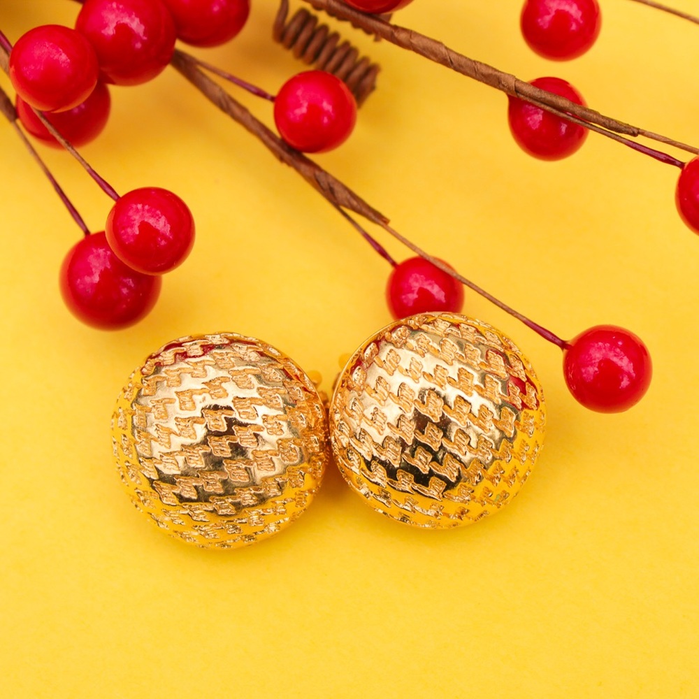 Vintage Christian Dior Round Gold Signed Earrings